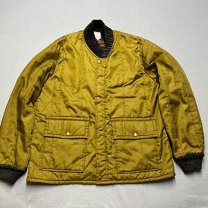 Walls Blizzard Pruf Insulated Mens M- L Work Jacket Mustard Yellow Quilted Lined